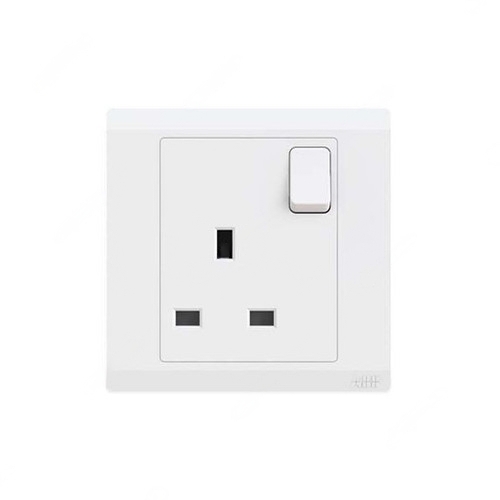 ABB Double Pole Switch Socket, Inora, 1 Gang, 13A, White - BL237