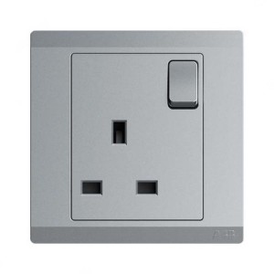 ABB Double Pole Switch Socket, Inora, 1 Gang, 13A, Classic Grey - BL237-G