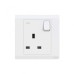 ABB Double Pole Switch Socket With Neon, Inora, 1 Gang, 13A, White - BL238