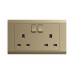 ABB Double Pole Switch Socket With Neon, Inora, 2 Gang, 13A, Royal Gold - BL240-PG