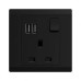 ABB Double Pole Switch Socket With USB, Inora, 1 Gang, 13A, Starry Black - BL261-885