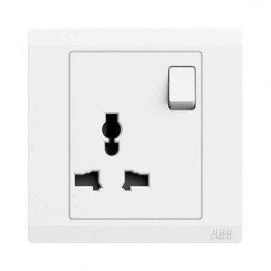 ABB Single Pole Universal Switch Socket, Inora, 1 Gang, 13A, White - BL294