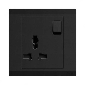 ABB Single Pole Universal Switch Socket, Inora, 1 Gang, 13A, Starry Black - BL294-885