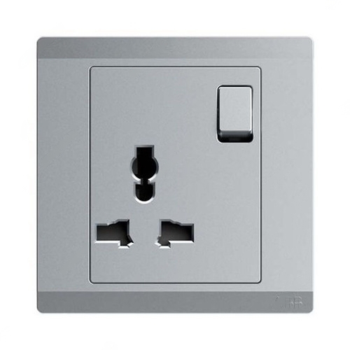 ABB Single Pole Universal Switch Socket, Inora, 1 Gang, 13A, Classic Grey - BL294-G