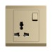 ABB Single Pole Universal Switch Socket, Inora, 1 Gang, 13A, Royal Gold - BL294-PG