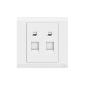 ABB Data Socket Outlet, Inora, 2 Gang, RJ45, Cat 6a, White - BL317