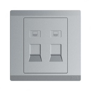 ABB Data Socket Outlet, Inora, 2 Gang, RJ45, Cat 6a, Classic Grey - BL317-G