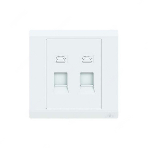 ABB Telephone Socket Outlet, Inora, 2 Gang, RJ11, White - BL322