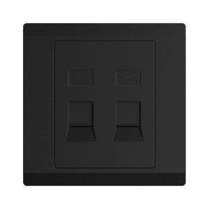 ABB Telephone Socket Outlet, Inora, 2 Gang, RJ11, Starry Black - BL322-885