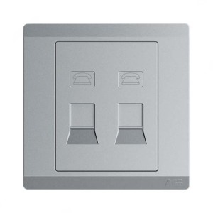 ABB Telephone Socket Outlet, Inora, 2 Gang, RJ11, Classic Grey - BL322-G