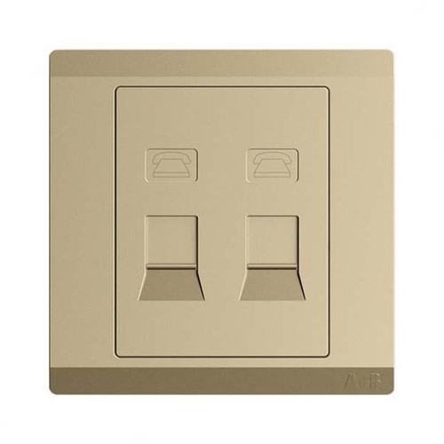 ABB Telephone Socket Outlet, Inora, 2 Gang, RJ11, Royal Gold - BL322-PG