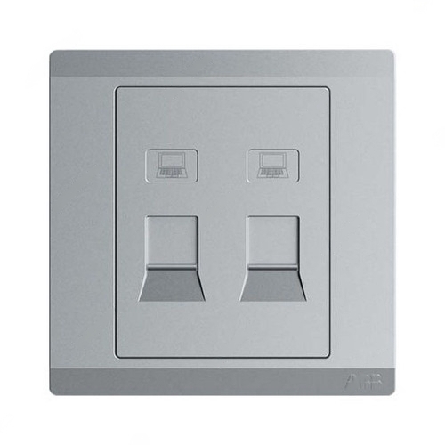 ABB Data Face Plate, Inora, 2 Gang, Classic Grey - BL332-H-G