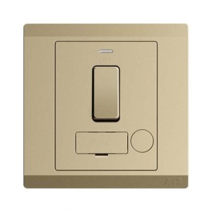 ABB Switched Fused Connection Unit with Flex Outlet and Neon, Inora, 250V, 13A, Royal Gold - BL507-PG