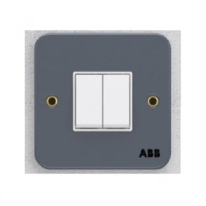 ABB Electrical Switch, Metal Clad Series, Urea/Metal, 2 Gang, 1 Way, 10A - BM102