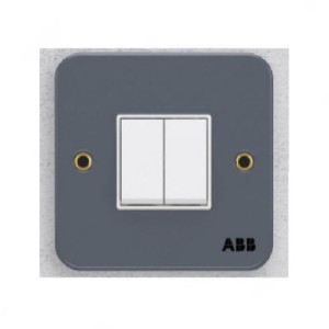 ABB Electrical Switch, Metal Clad Series, Urea/Metal, 2 Gang, 2 Way, 10A - BM106