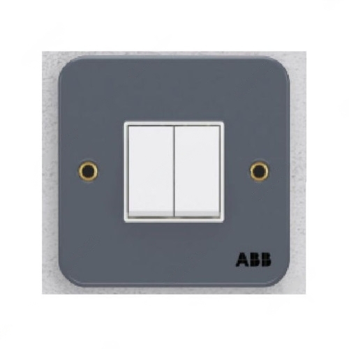 ABB Electrical Switch, Metal Clad Series, Urea/Metal, 2 Gang, 2 Way, 10A - BM106