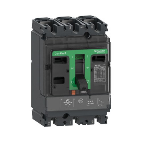 Schneider Circuit Breaker ComPacT NSX100F, 36kA at 415VAC, TMD Trip Unit 32A, 50 degrees C, 3 Poles 3D - C10F3TM032C