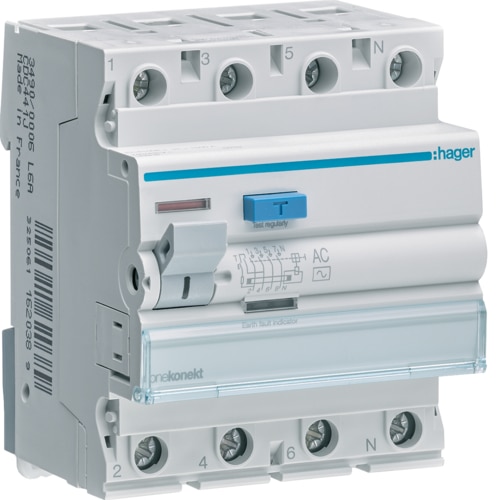 Hager RCCB 4P 63A 30mA AC Class - CDC464J