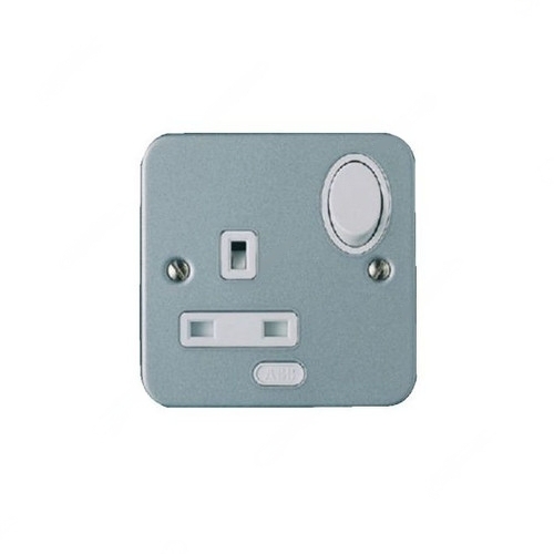 ABB Single Pole Switch Socket, Metal Clad, 1 Gang, 13A - CSOM113