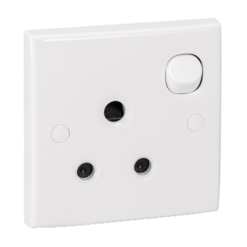 Schneider Switched Socket Outlet, S-Classic, 15A, 250V, 1 Gang, White - E15/15