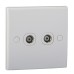 Schneider TV Coaxial Outlet, S-Classic, 2 Gang, 75 Ohm, White - E32TV75_WE