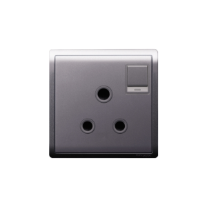 Schneider 15A 250V 1 Gang 3 Round Pin Switched Socket with Neon, Aluminium Silver E8215_15N_AS_G1