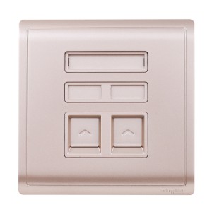 Schneider Pieno, 2 Gang Shuttered Keystone Wallplate (without module), wine gold E8232RJS_WG_G1