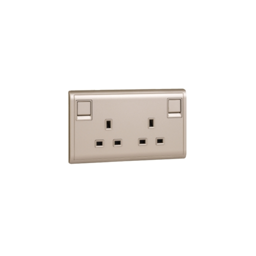 Schneider 13A 250V 2Gang switched socket with Neon,Wine Gold E82T25N_WG_G1