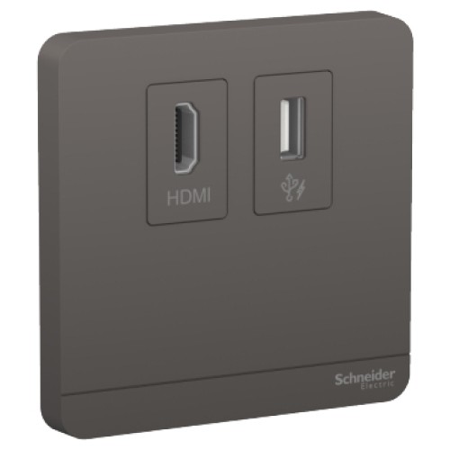 Schneider AvatarOn Data Socket, HDMI + USB, Dark Grey - E8332HDUSB_DG