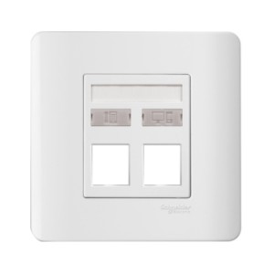 Schneider 2 Gang Wallplate without Modular Jack - White - E8432RJ-WW