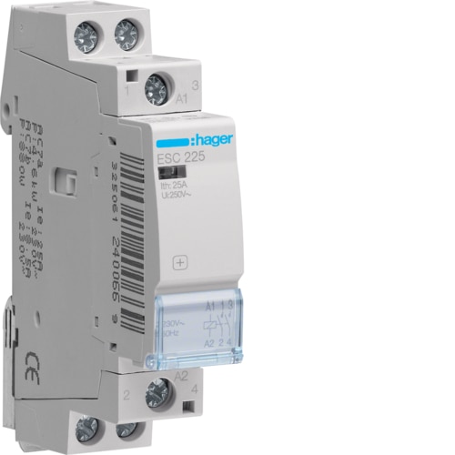 Hager Contactor 25A, 2NO, 230V~50Hz - ESC225