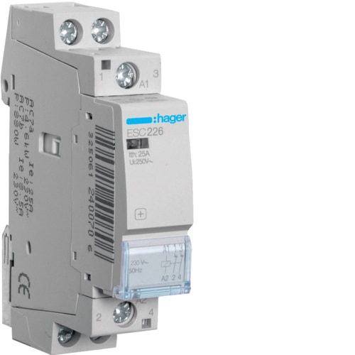 Hager Contactor 25A, 2NC, 230V~50Hz - ESC226