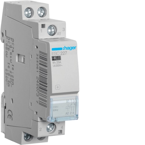 Hager Contactor 25A, 1NO+1NC, 230V~50Hz - ESC227