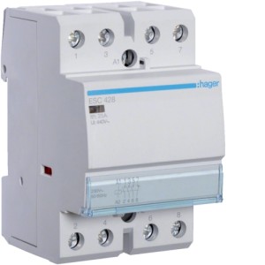 Hager Contactor 25A, 3NO+1NC, 230V~50Hz - ESC428