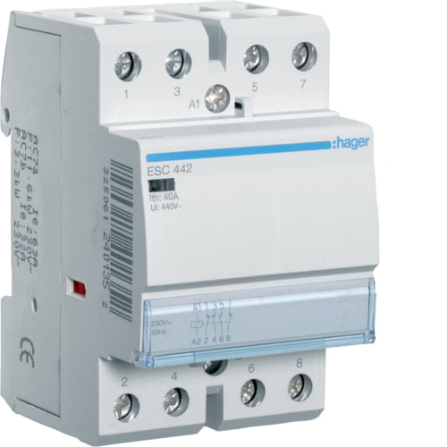 Hager Contactor 40A, 2NO+2NC, 230V~50Hz - ESC442