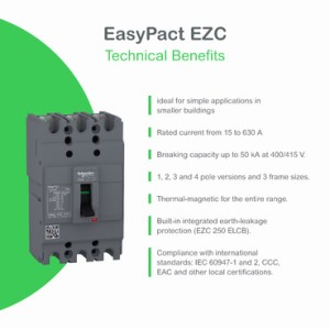 Schneider Circuit Breaker Easypact EZC100N - TMD - 50 A - 3 Poles 3d - EZC100N3050