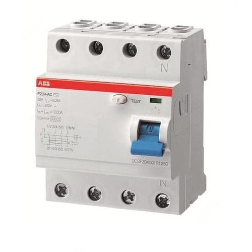 ABB Residual Current Circuit Breaker, 4P, 100mA, 100A - F204-100A-0-10-4P