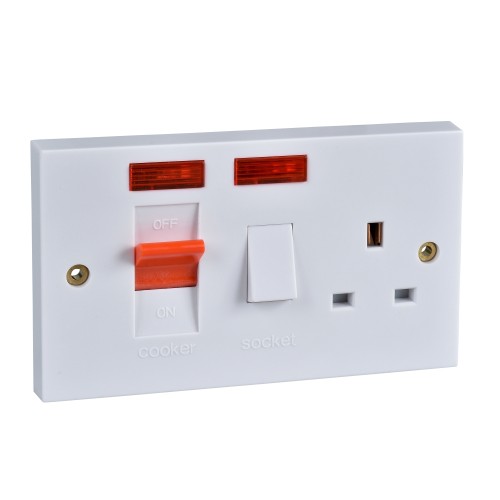 Schneider Exclusive - cooker control unit - 2 gangs - neon indicator lamp - white G45ACCUN