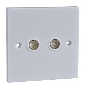 Schneider Exclusive Square edge white moulded - TV/FM socket - coaxial - matt white GSKTCOAX2G