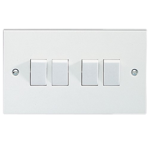 Schneider Exclusive - 2-way plate switch - 4 gangs - 10 AX - white GSW4G2W