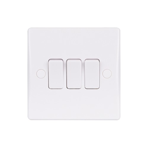 Schneider Ultimate Slimline - 2-way plate switch - 3 gangs - white GU1032