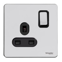 Schneider Switched Socket, Ultimate Screwless Flat Plate, 1P, Screw ...