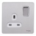 Schneider Ultimate Screwless Flat Plate Switched Socket, 2P, 1 Gang, Stainless Steel GU3410DWSS