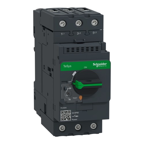 Schneider Motor circuit breaker, TeSys GV3, 3P, 70-80 A, thermal magnetic, EverLink terminals GV3P80