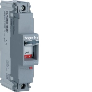 Hager Moulded Case Circuit Breaker H3 x160 TM FIX 1P1D 20A 25kA CTC - HHA018Z