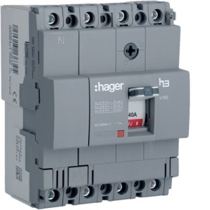 Hager Moulded Case Circuit Breaker h3 x160 TM FIX 4P4D 40A 25kA CTC - HHA041Z