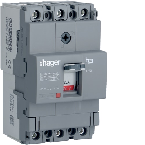 Hager Moulded Case Circuit Breaker x160 3P 40kA 25A - HNA025Z