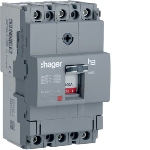 Hager Moulded Case Circuit Breaker h3 x160 TM FIX 3P3D 100A 40kA CTC - HNA100Z