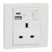 Schneider Vivace Switched Socket with USB Charger, 21W Type A C, 13A, White - KB15DACUSB_WE