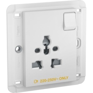 Schneider Unica Switched Socket, 2P E European, 13A, 250V, White - MGU5.049.18